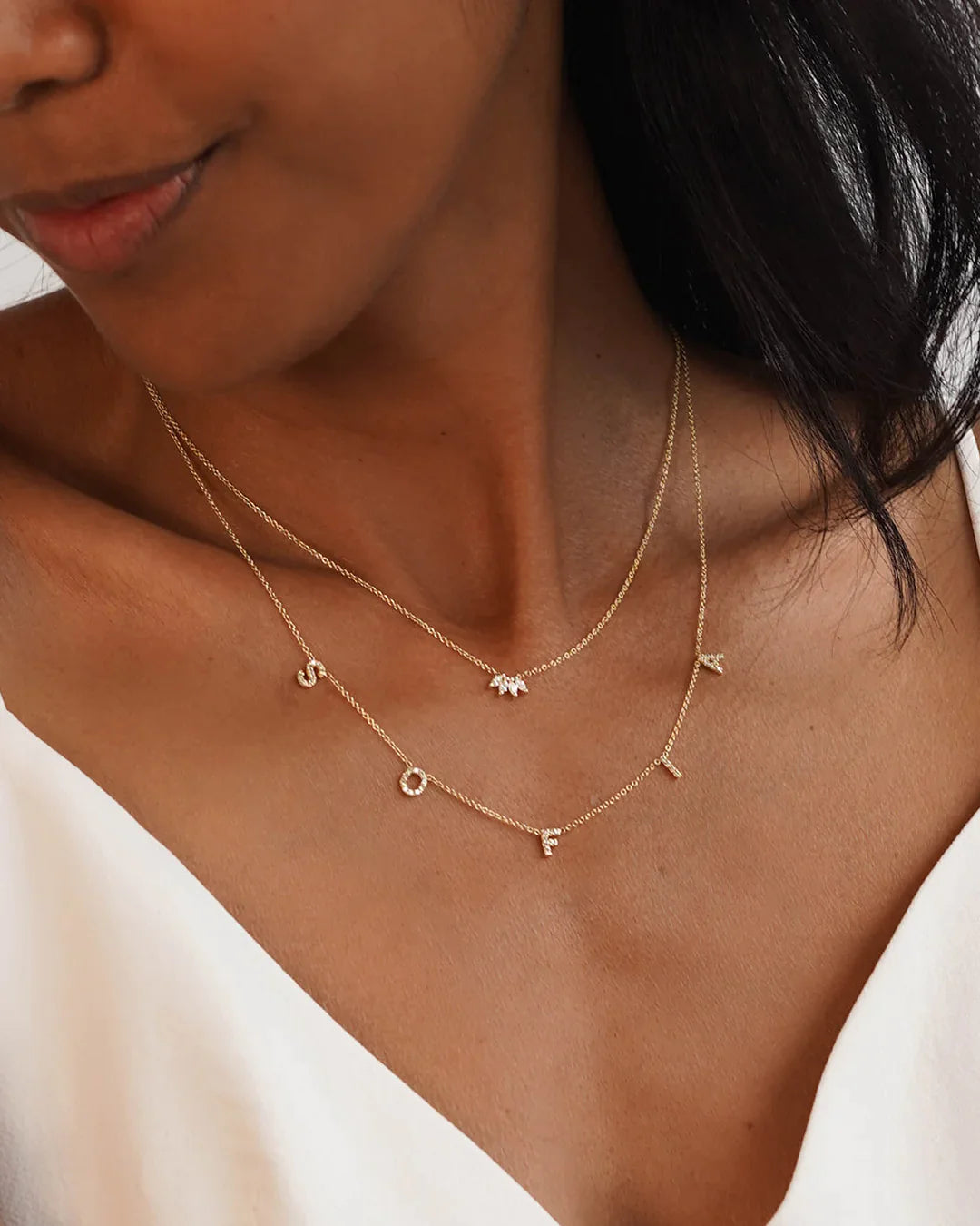 Mini Diamond Initial Spaced Necklace