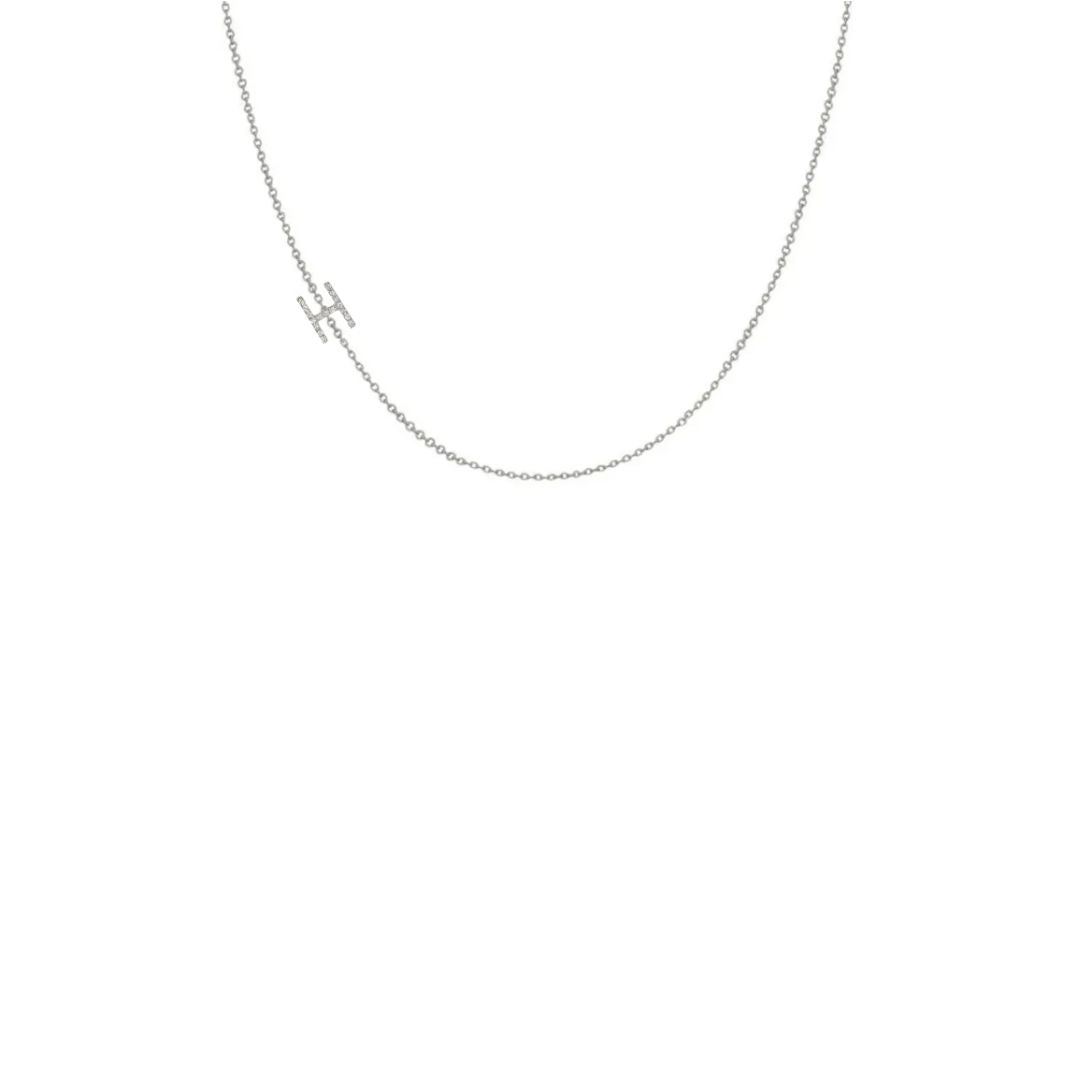 Diamond Asymmetrical H Initial Necklace