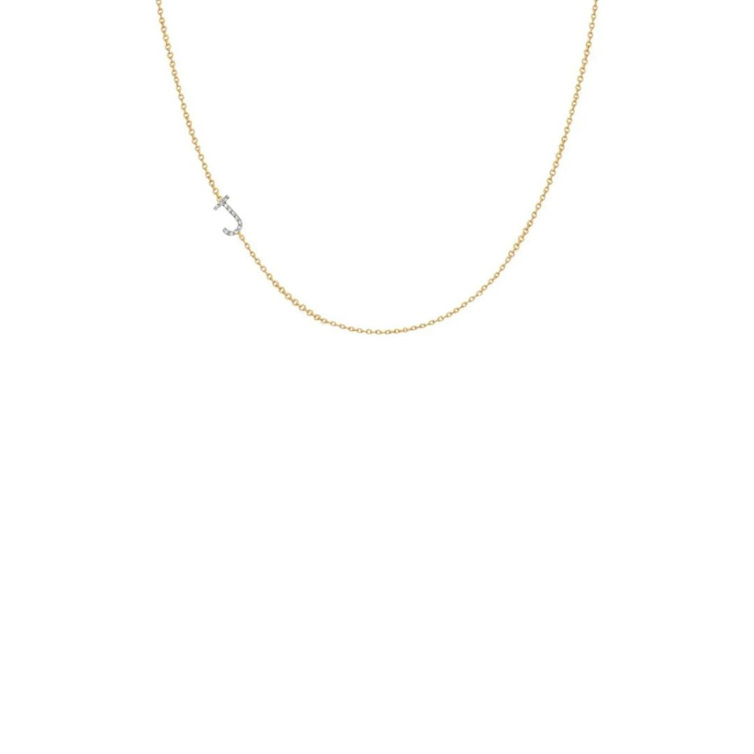 Diamond Asymmetrical J Initial Necklace