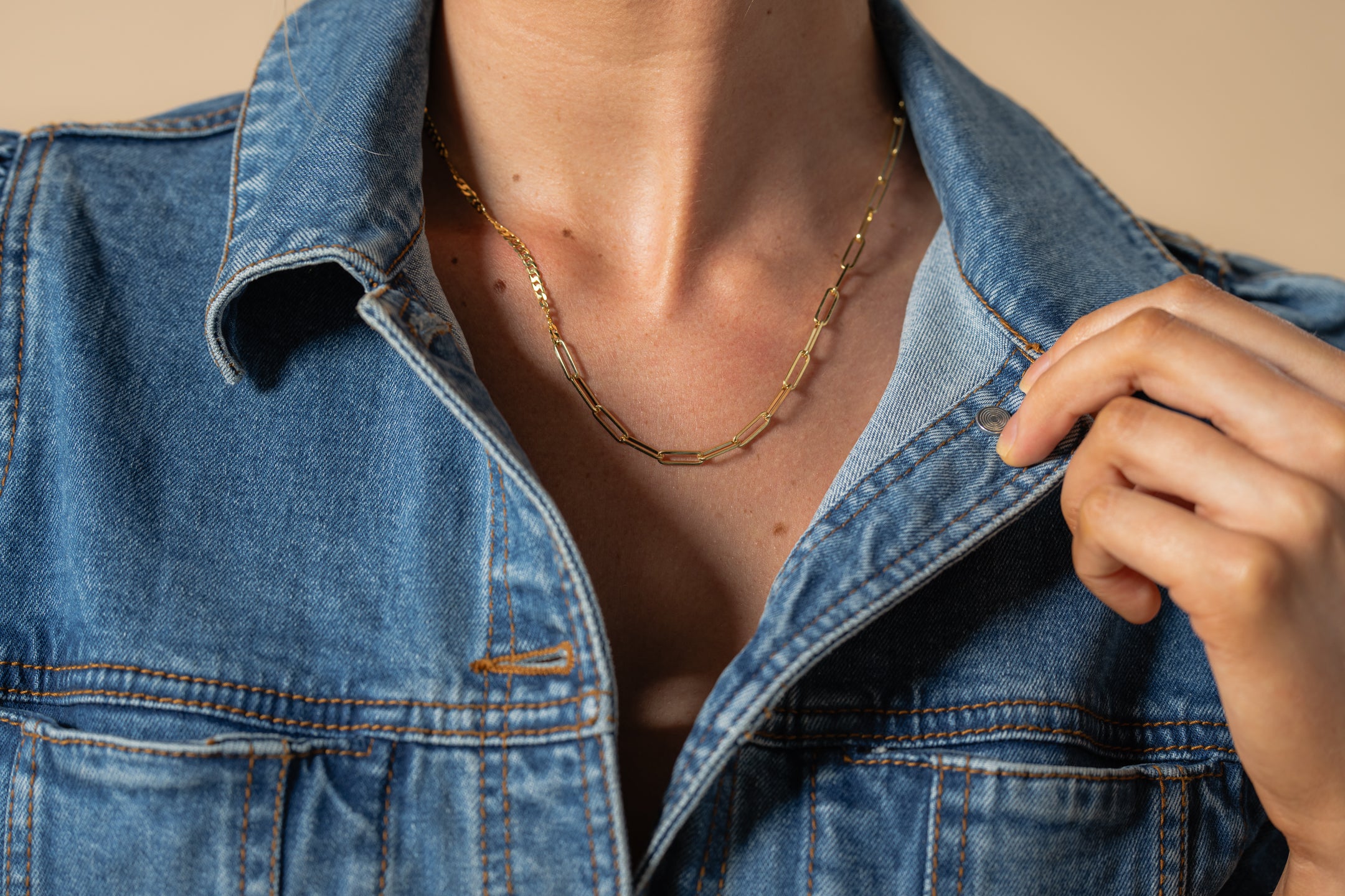Half/Half Necklace - 14k Yellow Gold