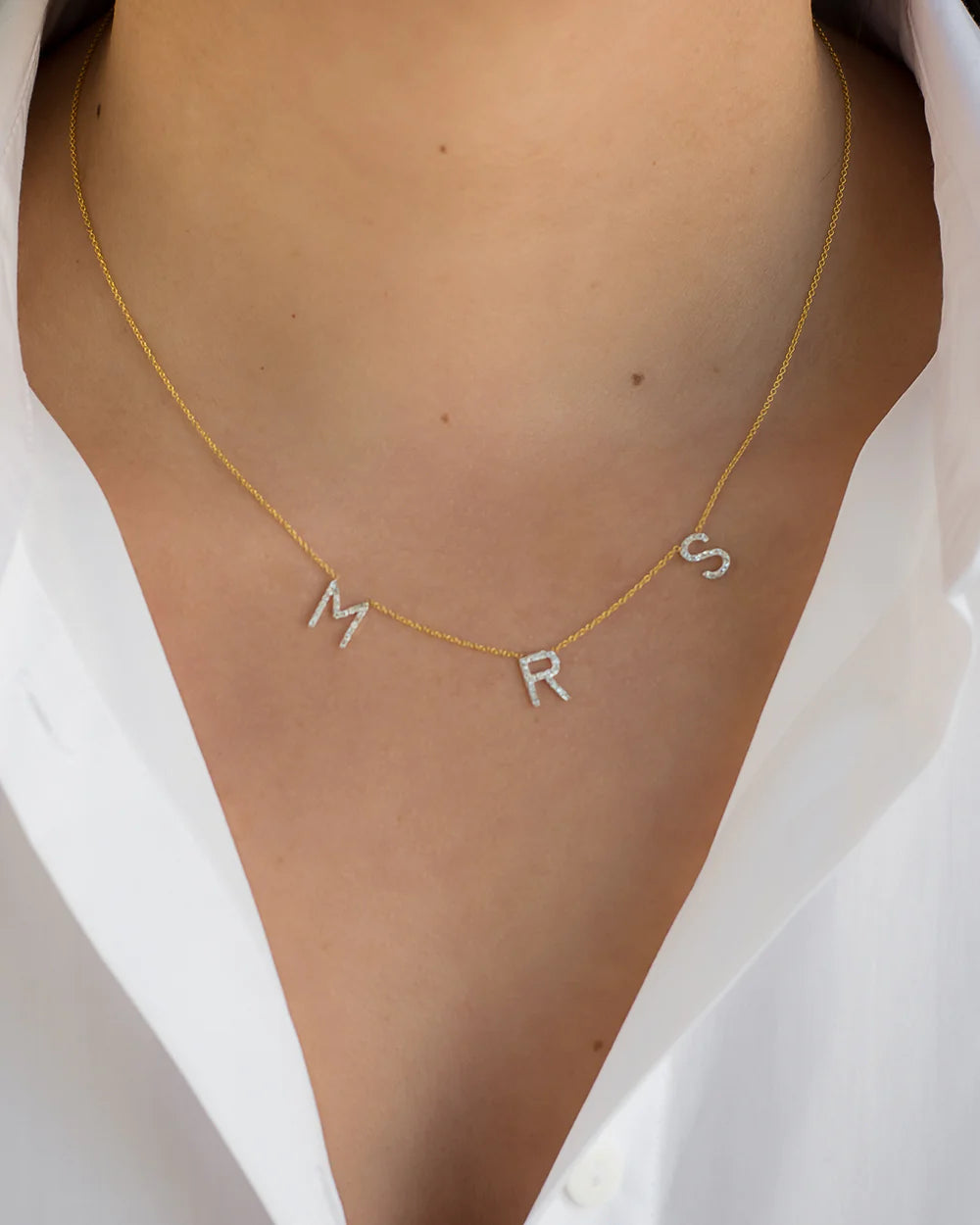 Diamond Initial Spaced Necklace