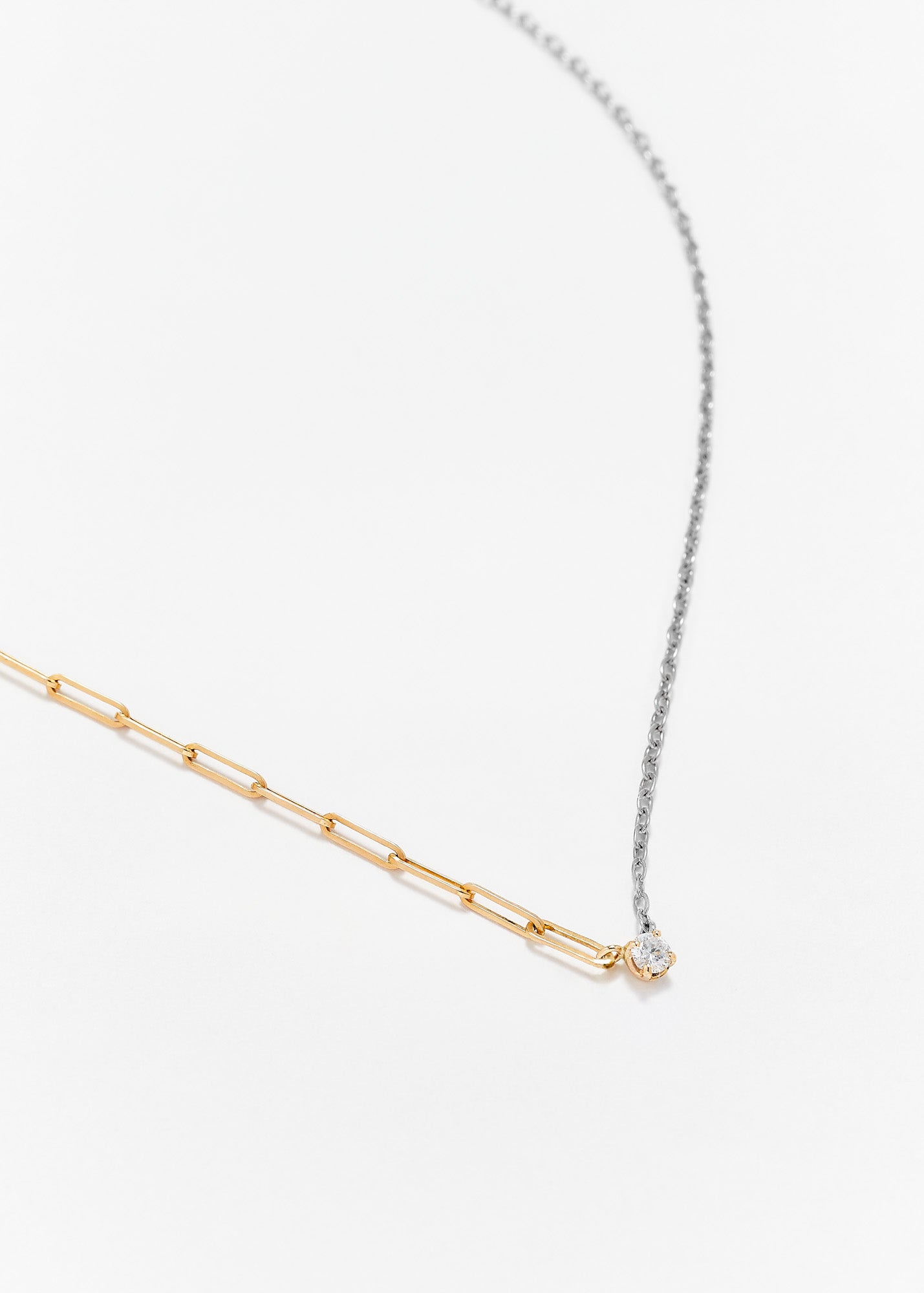 Diamond Solitaire Two-Tone Chain Necklace
