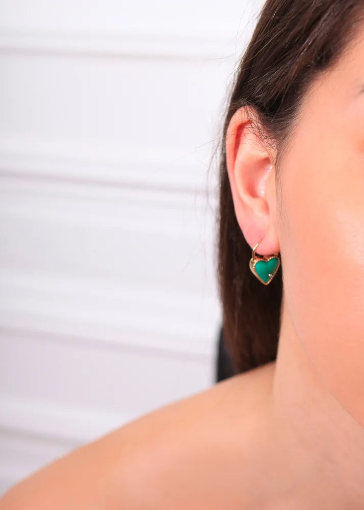 Malachite Heart Single Earring