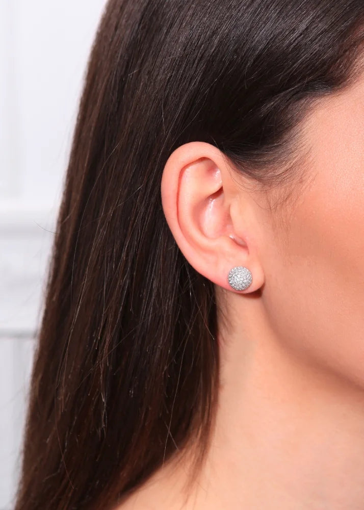 Mini Disco Ball Diamond Stud Earrings