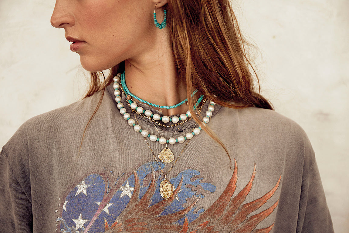 Reef Turquoise and Pearl Necklace