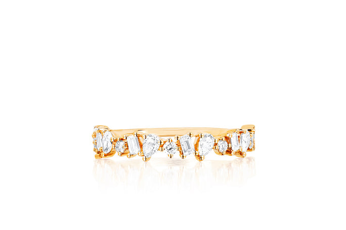 Half Diamond Multi Faceted Ring