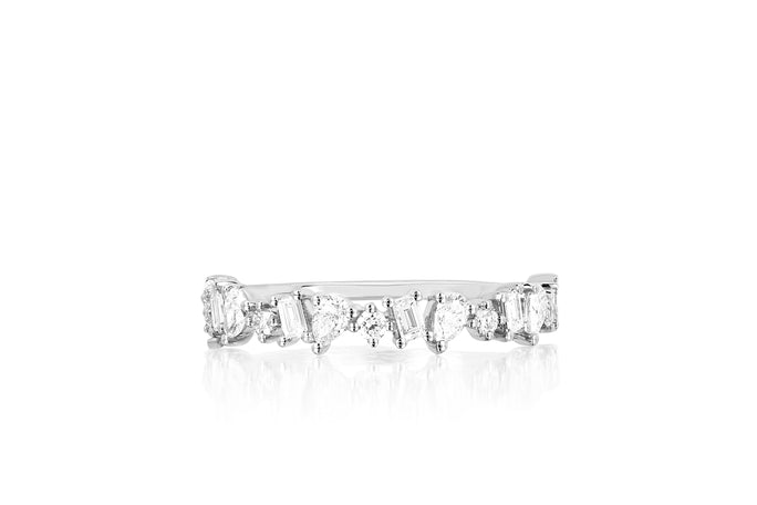 Half Diamond Multi Faceted Ring