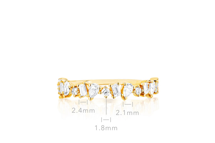 Half Diamond Multi Faceted Ring