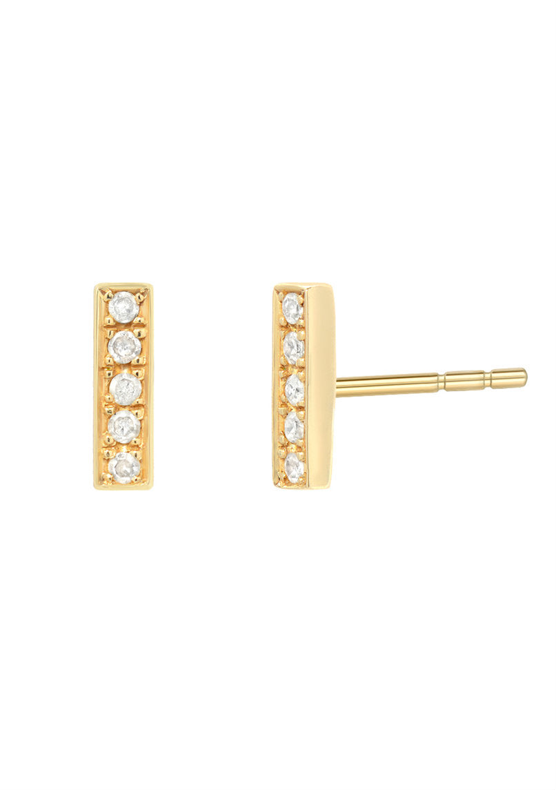 Diamond Bar Stud Earrings