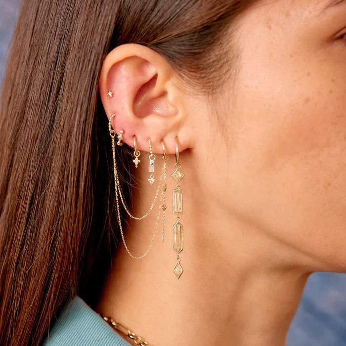 Mini Dala Detail Gold Stud - Diamond Shape