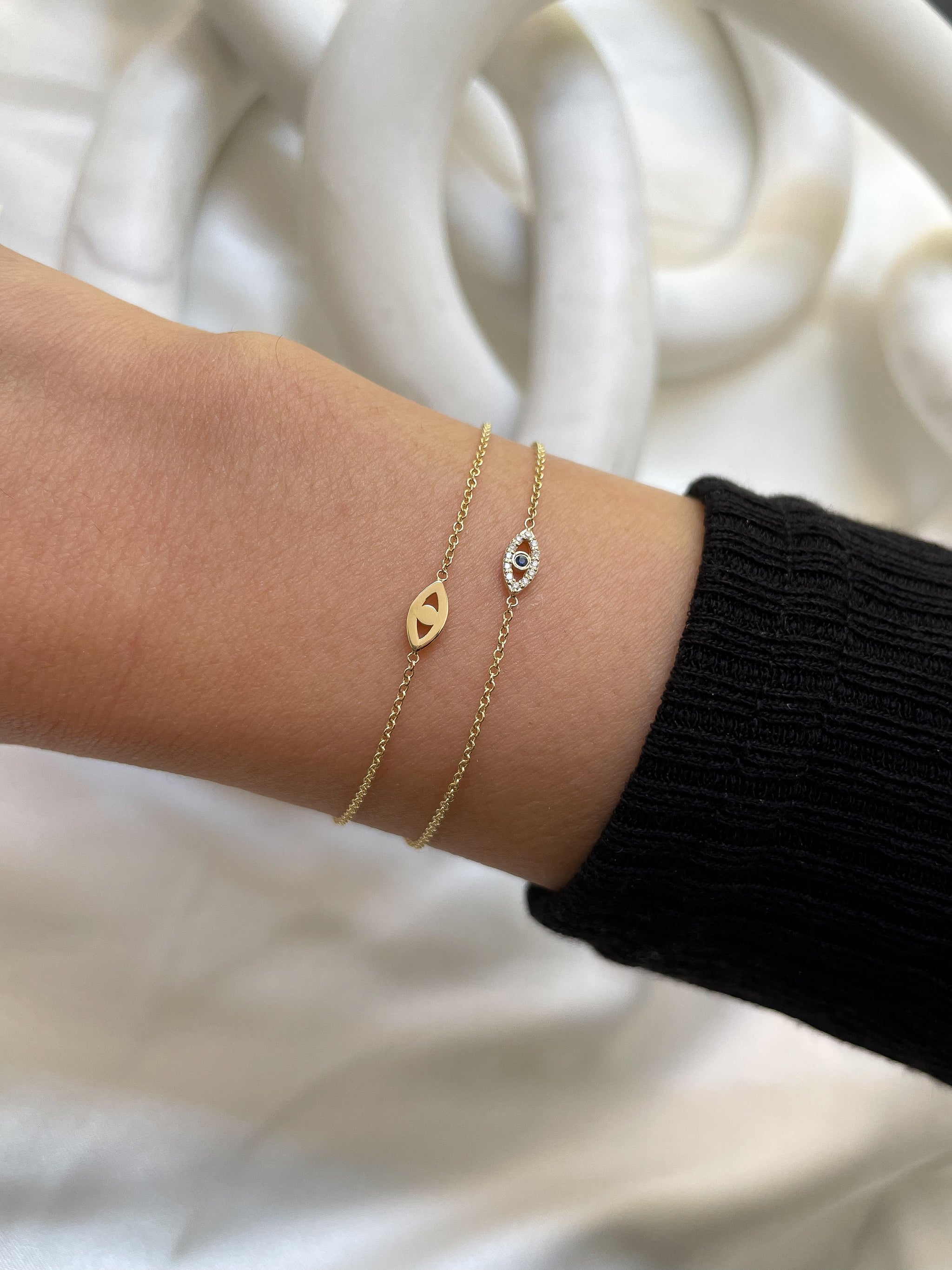 Tiny Evil Eye with Diamonds Bracelet