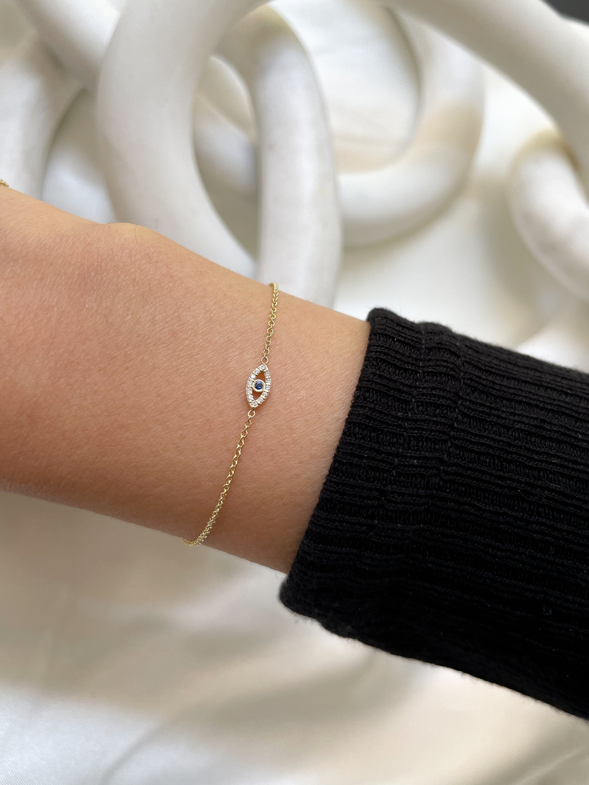 Tiny Evil Eye with Diamonds Bracelet