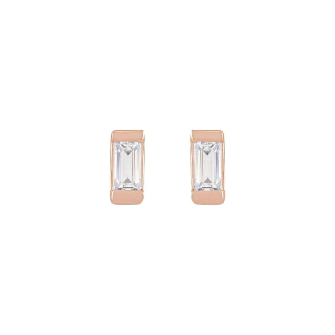 0.08ct Lab-Grown Diamond Baguette Bezel Studs