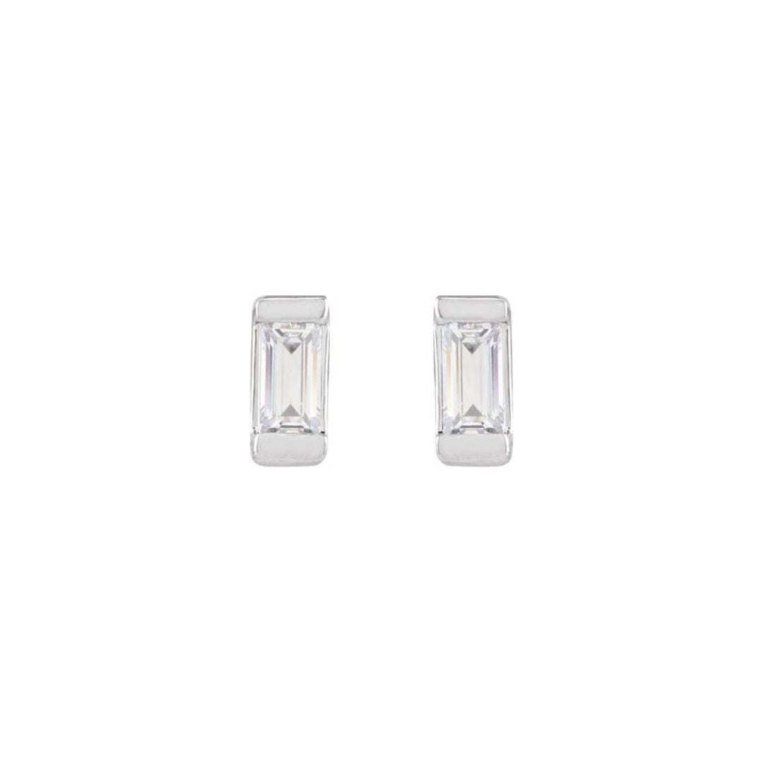 0.08ct Lab-Grown Diamond Baguette Bezel Studs