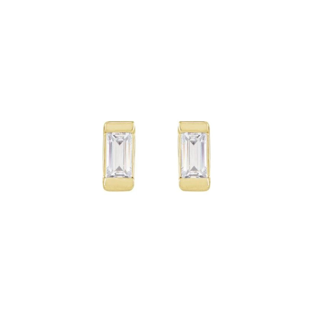 0.08ct Lab-Grown Diamond Baguette Bezel Studs