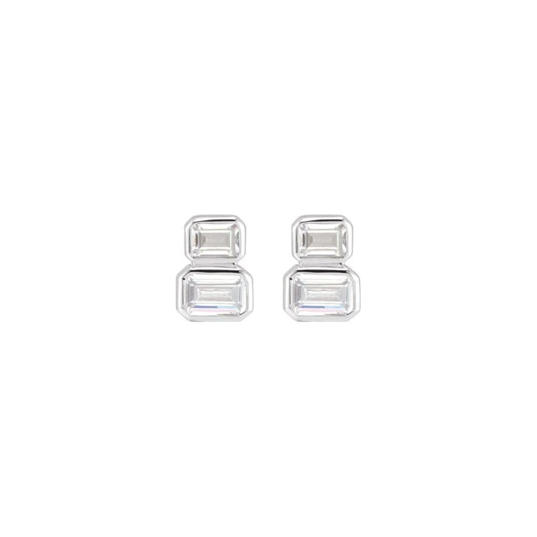 1ct Lab-Grown Diamond Emerald Cut Two Stone Stud Earrings