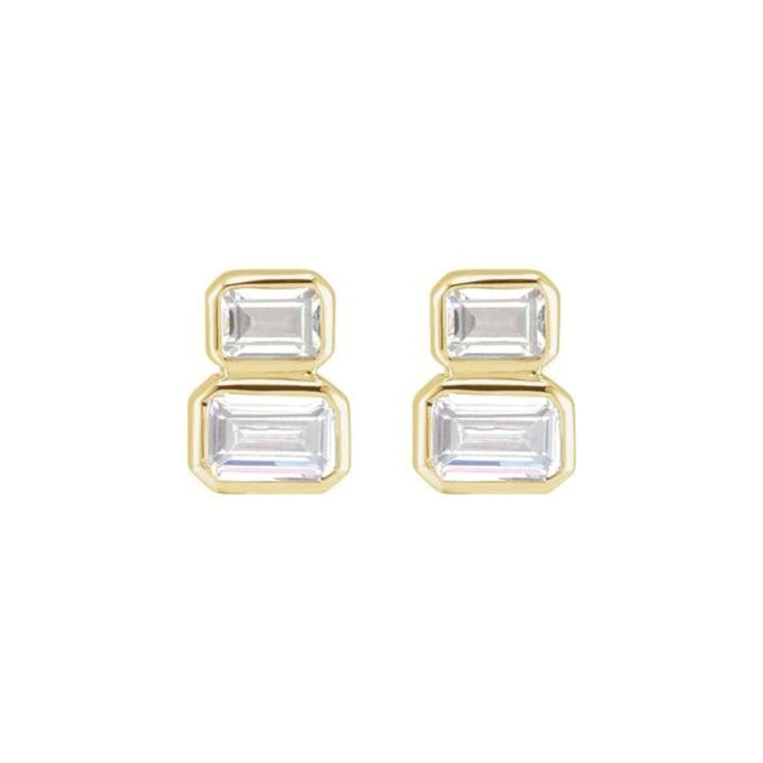 1ct Lab-Grown Diamond Emerald Cut Two Stone Stud Earrings