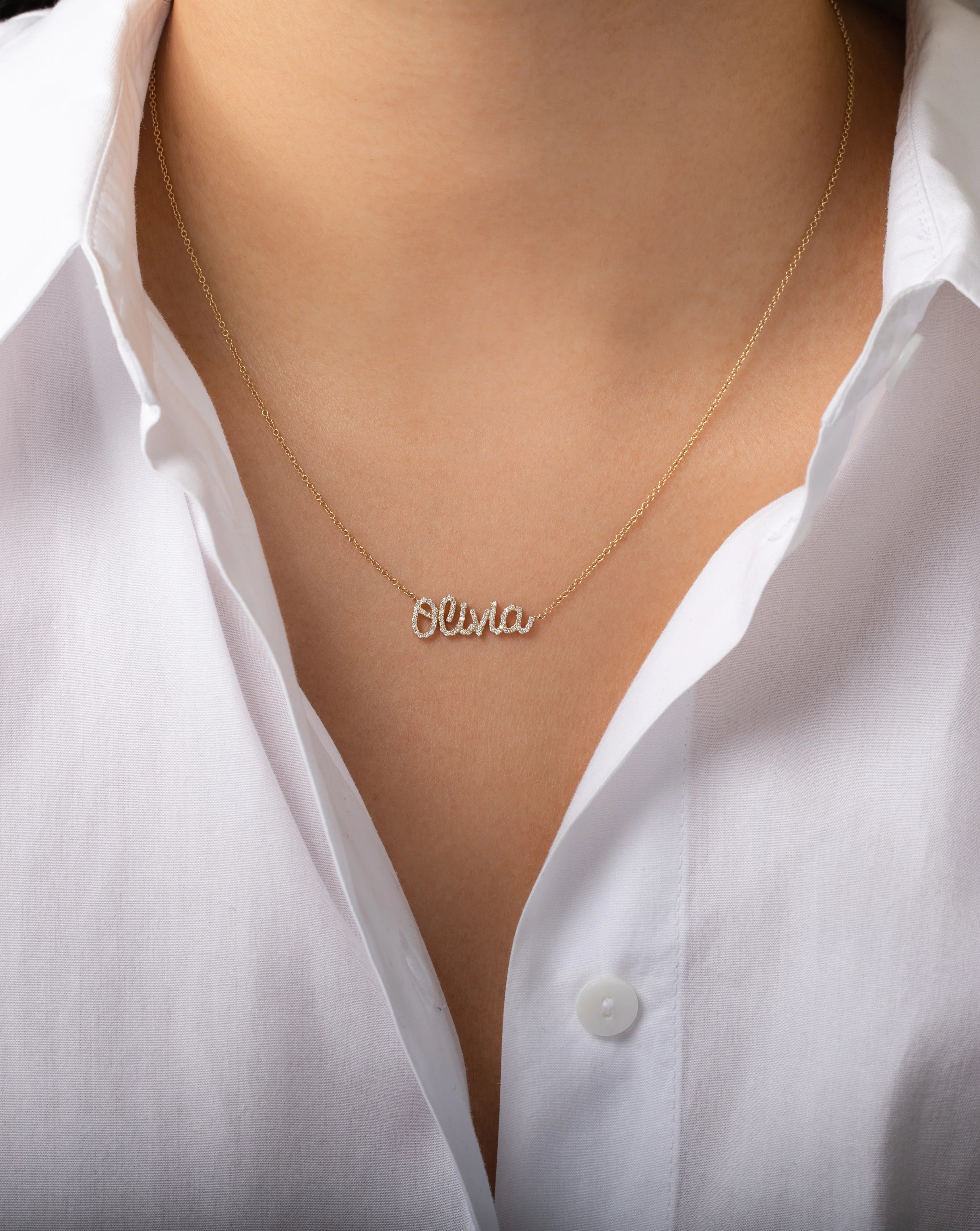 Diamond Script Name Necklace