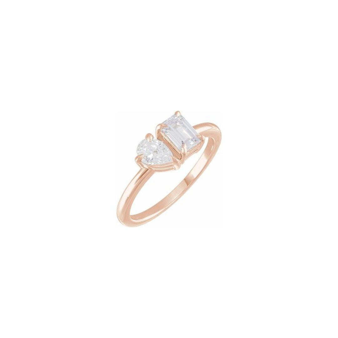 1ct Lab-Grown Diamond Two Stone Mixed Ring