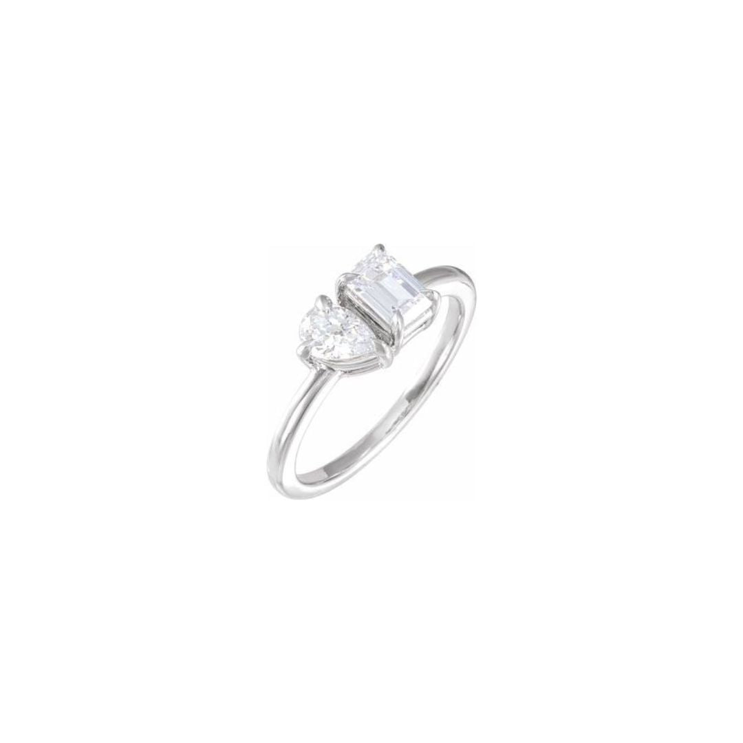 1ct Lab-Grown Diamond Two Stone Mixed Ring