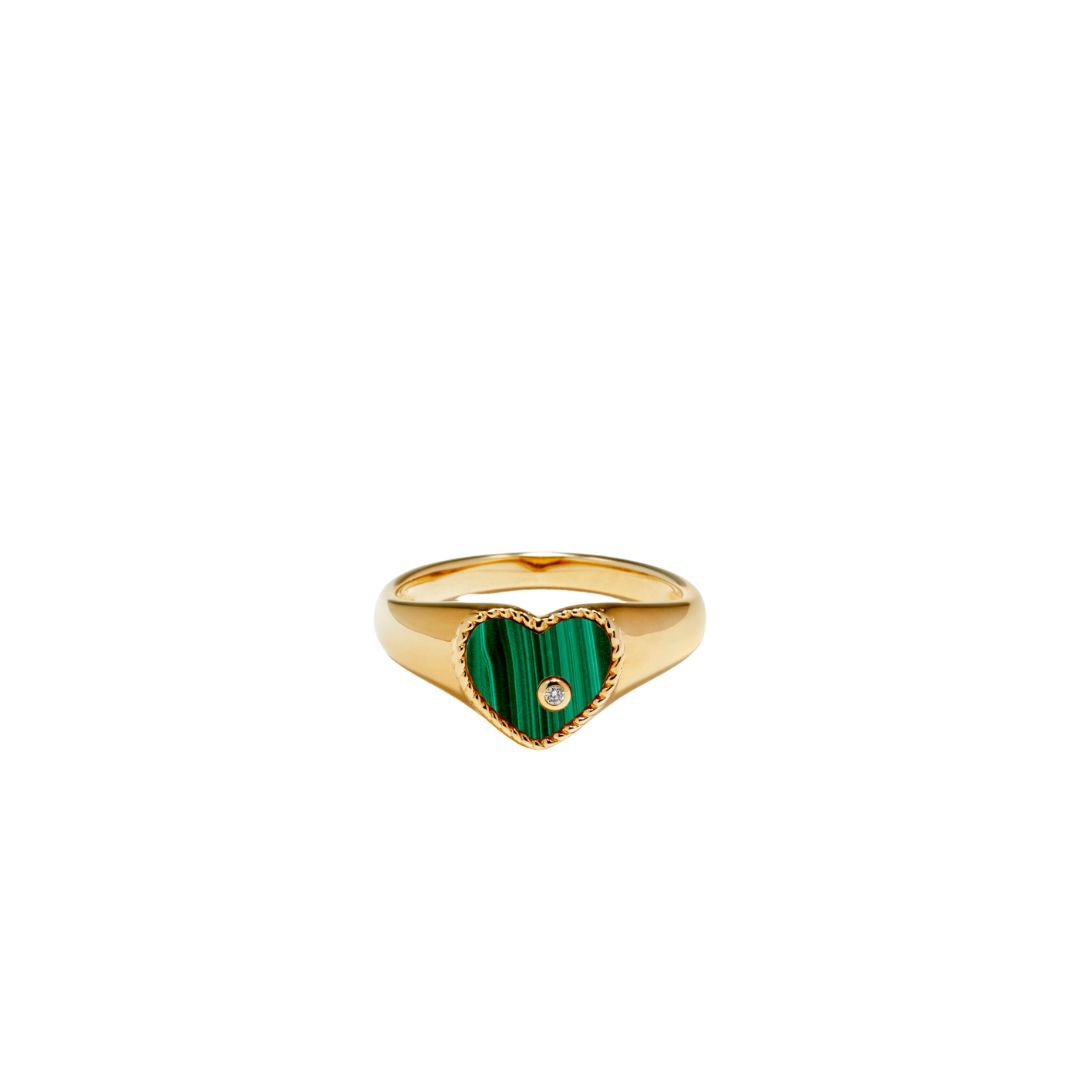 Malachite Baby Heart Signet Ring