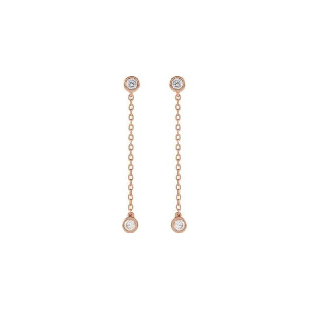 0.25ct Lab-Grown Diamond Bezel Chain Drop Earrings