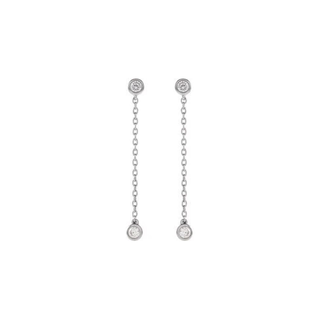 0.25ct Lab-Grown Diamond Bezel Chain Drop Earrings