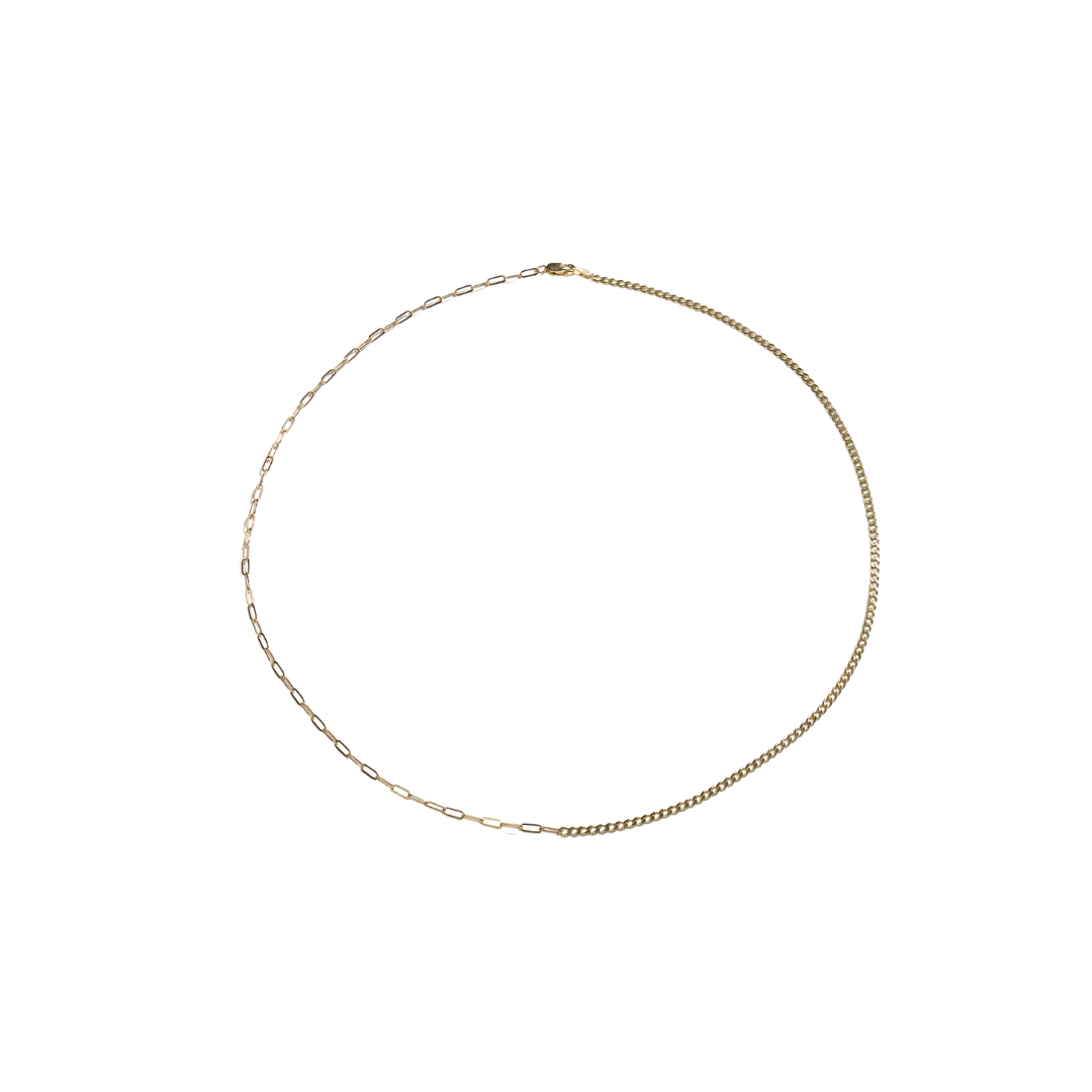 Delicate Half/Half Necklace - 14k Yellow Gold