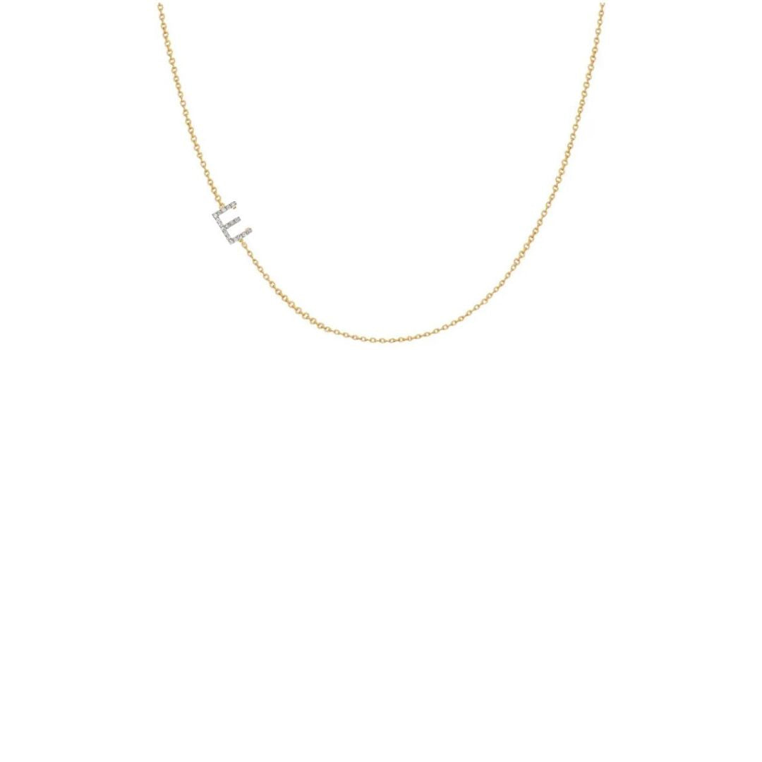 Diamond Asymmetrical E Initial Necklace