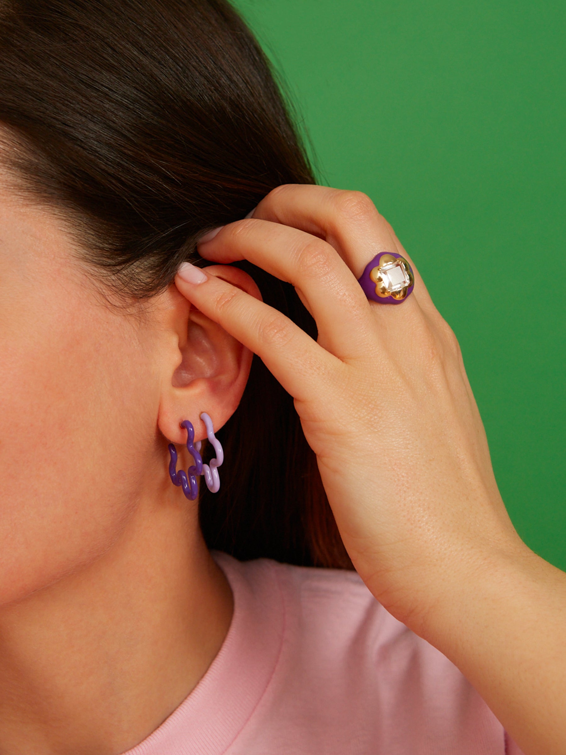 Two Tone Asymmetrical Flower Power Earrings