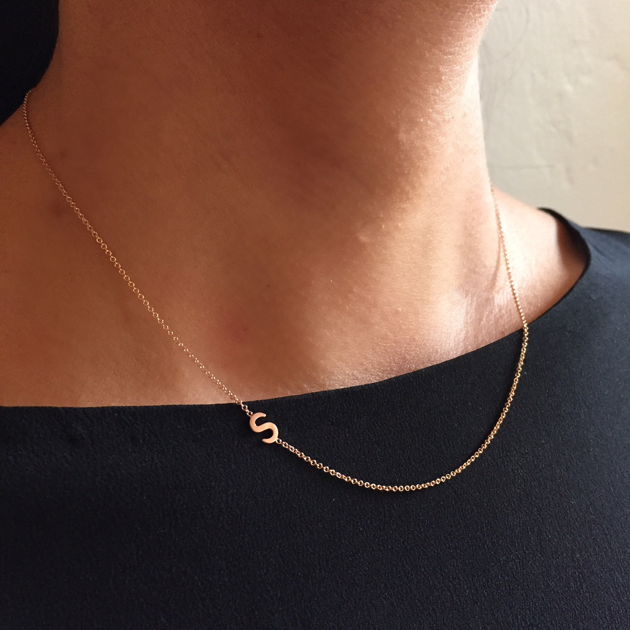 Asymmetrical S Initial Necklace
