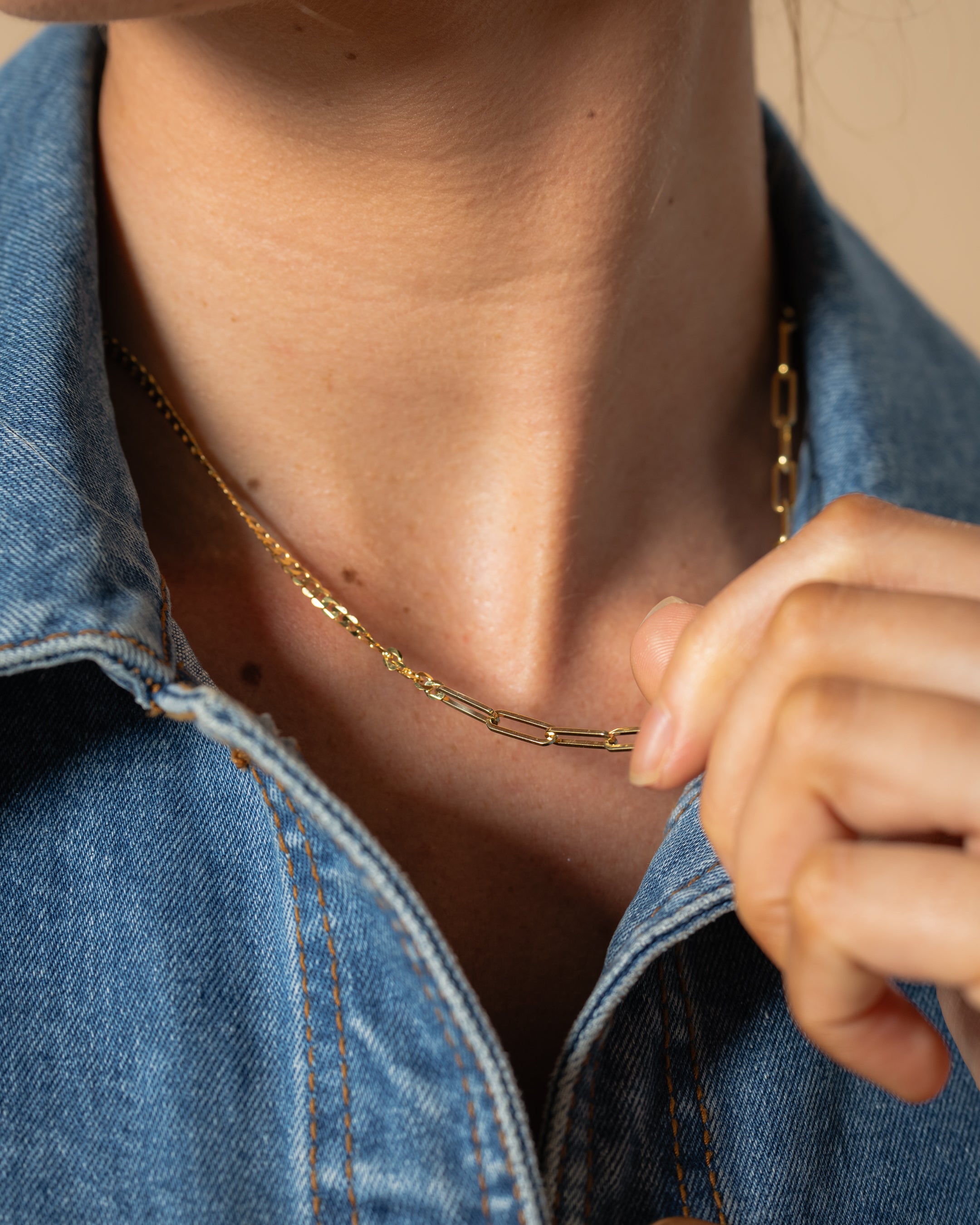 Half/Half Necklace - 14k Yellow Gold