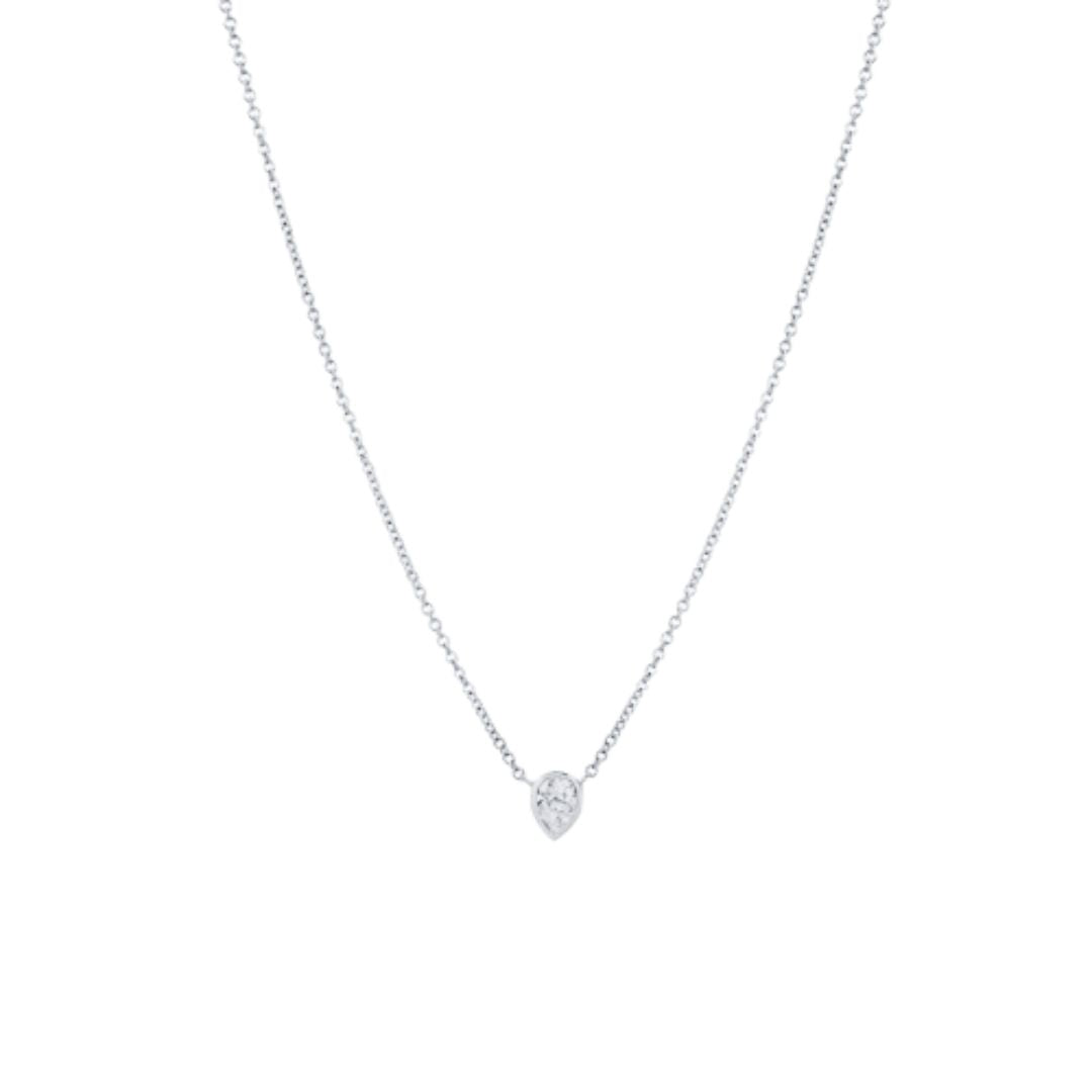 Pear Diamond Bezel Necklace