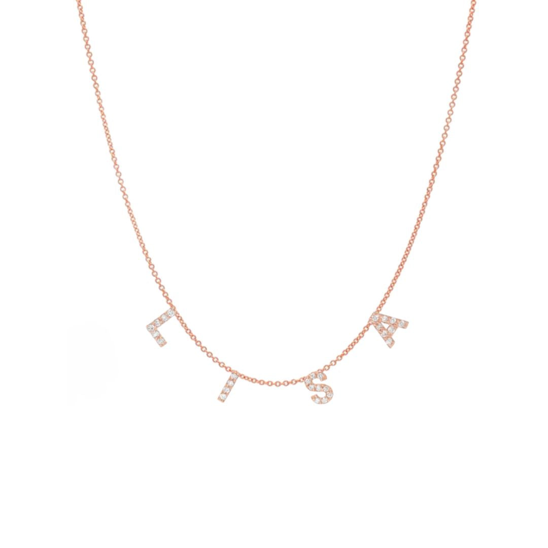 Mini Diamond Initial Spaced Necklace