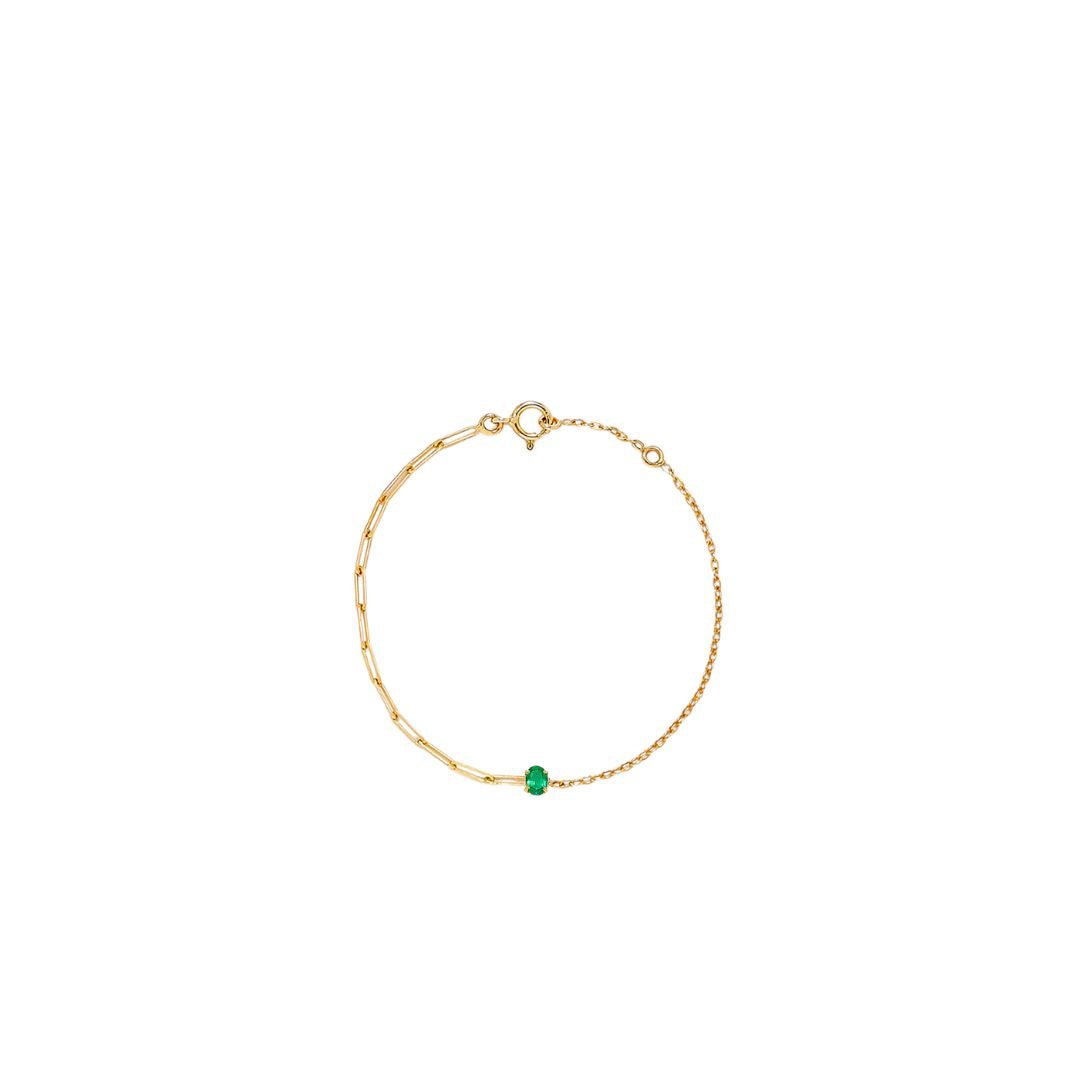 Emerald Solitaire Chain Bracelet