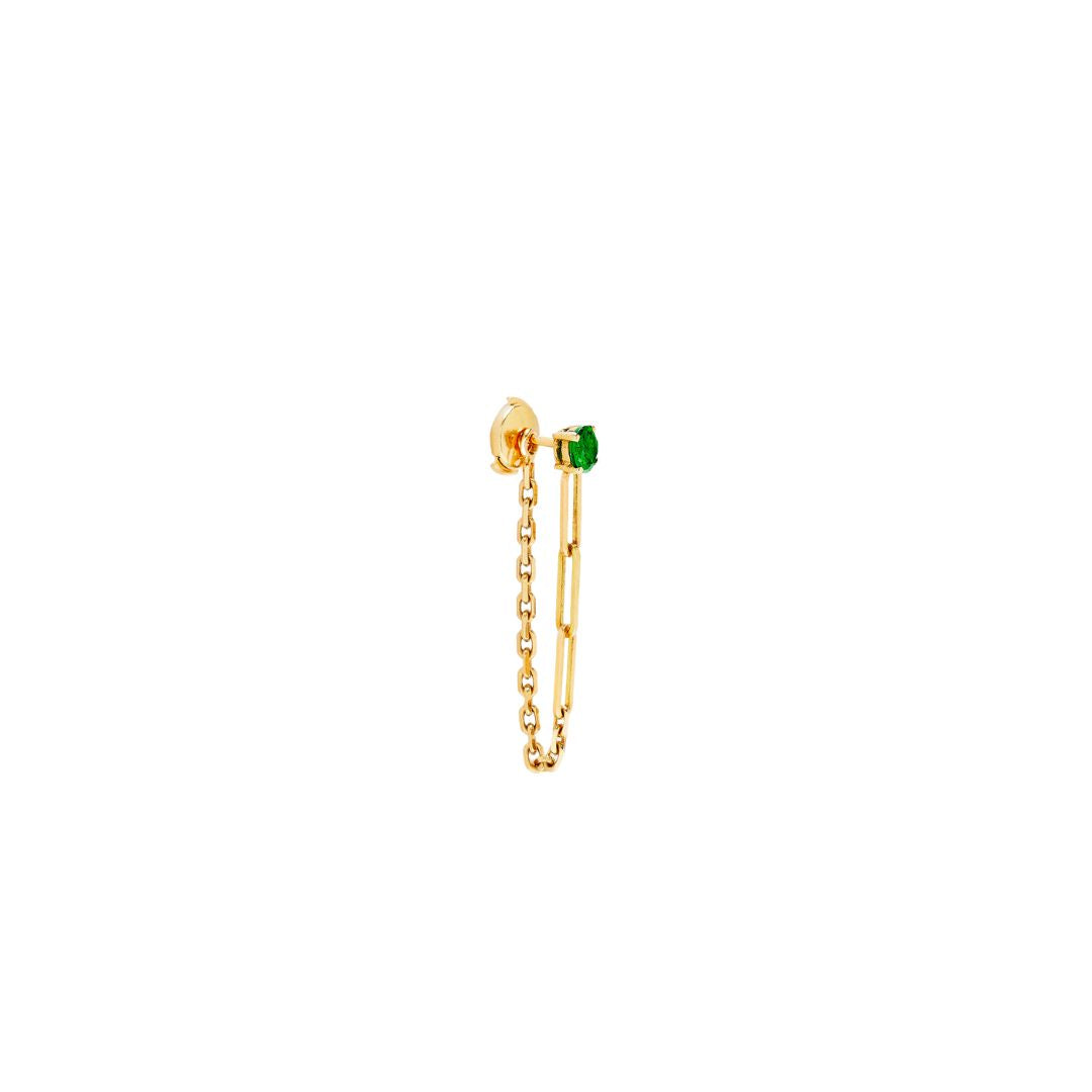Emerald Solitaire Chain Earring