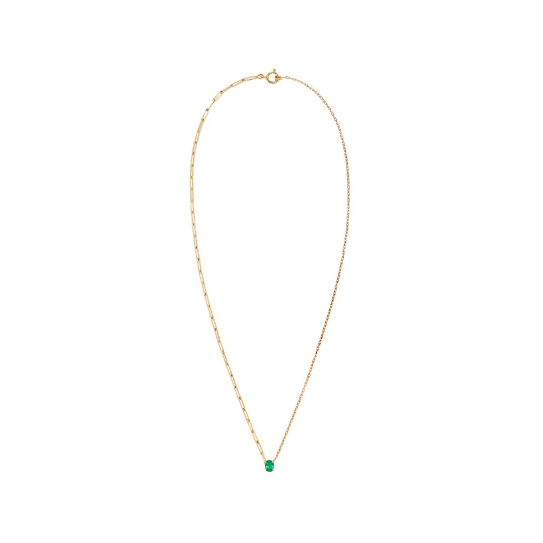 Emerald Solitaire Chain Necklace