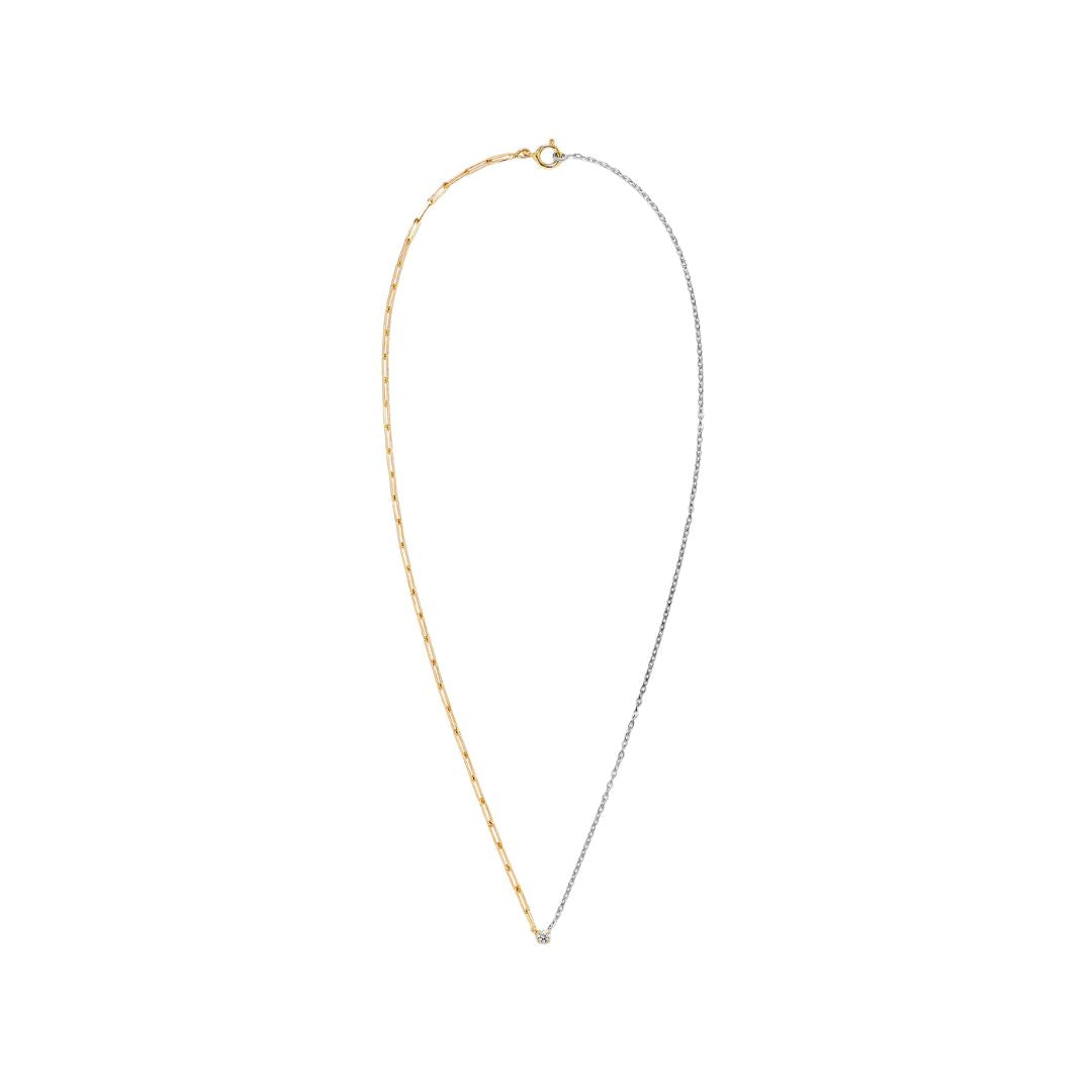 Diamond Solitaire Two-Tone Chain Necklace