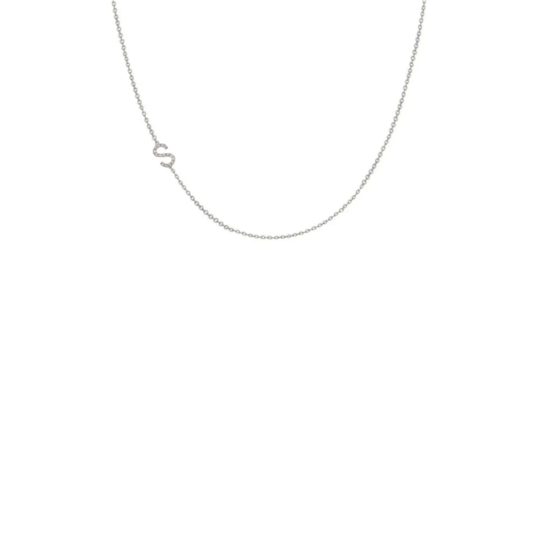 Diamond Asymmetrical S Initial Necklace