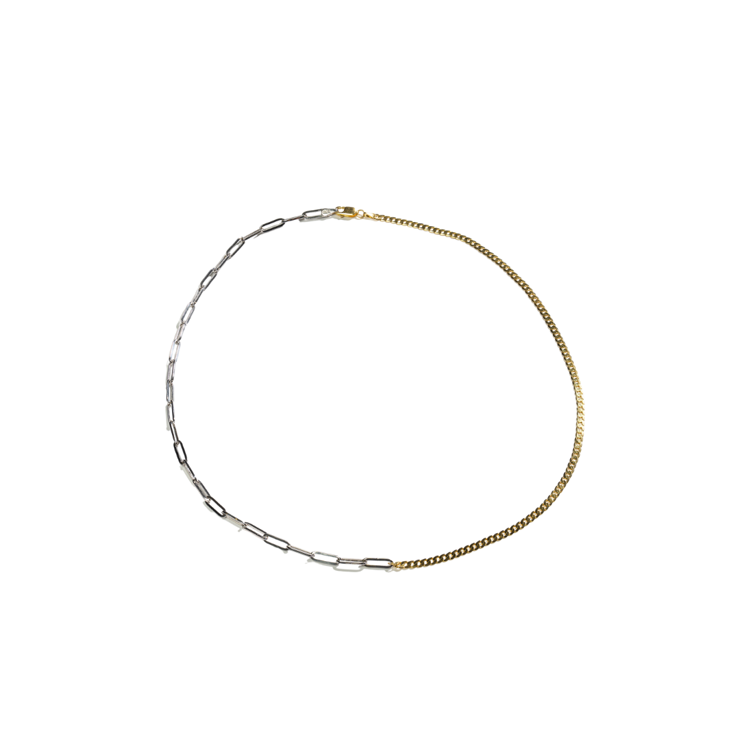 Half/Half Necklace - 14k Yellow & White Gold