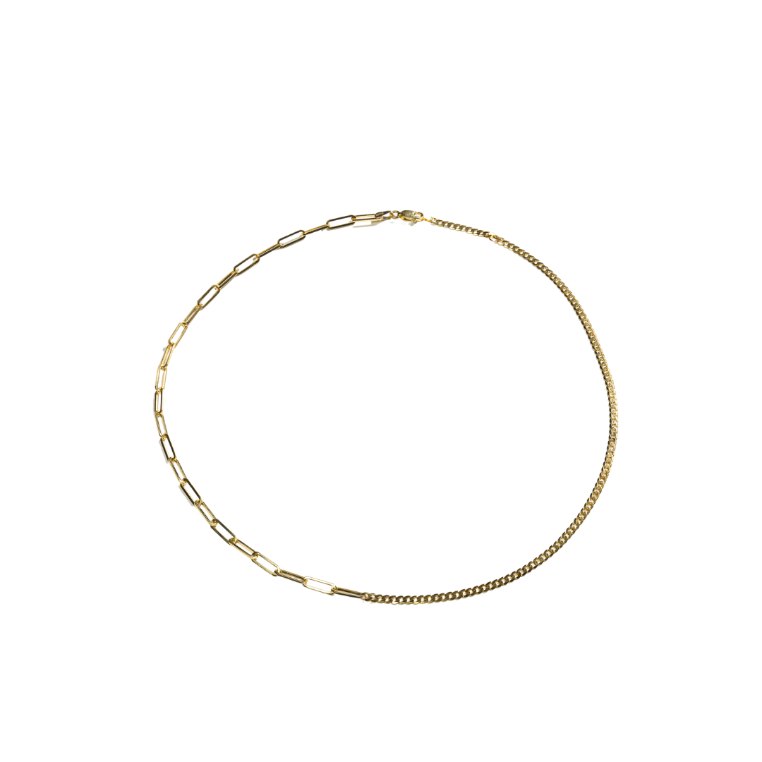 Half/Half Necklace - 14k Yellow Gold
