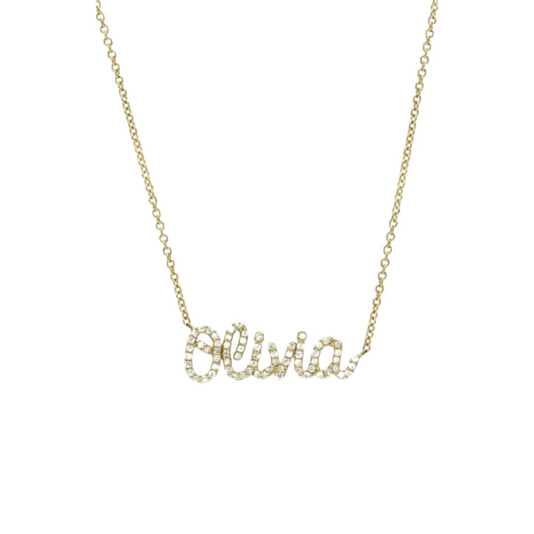 Diamond Script Name Necklace