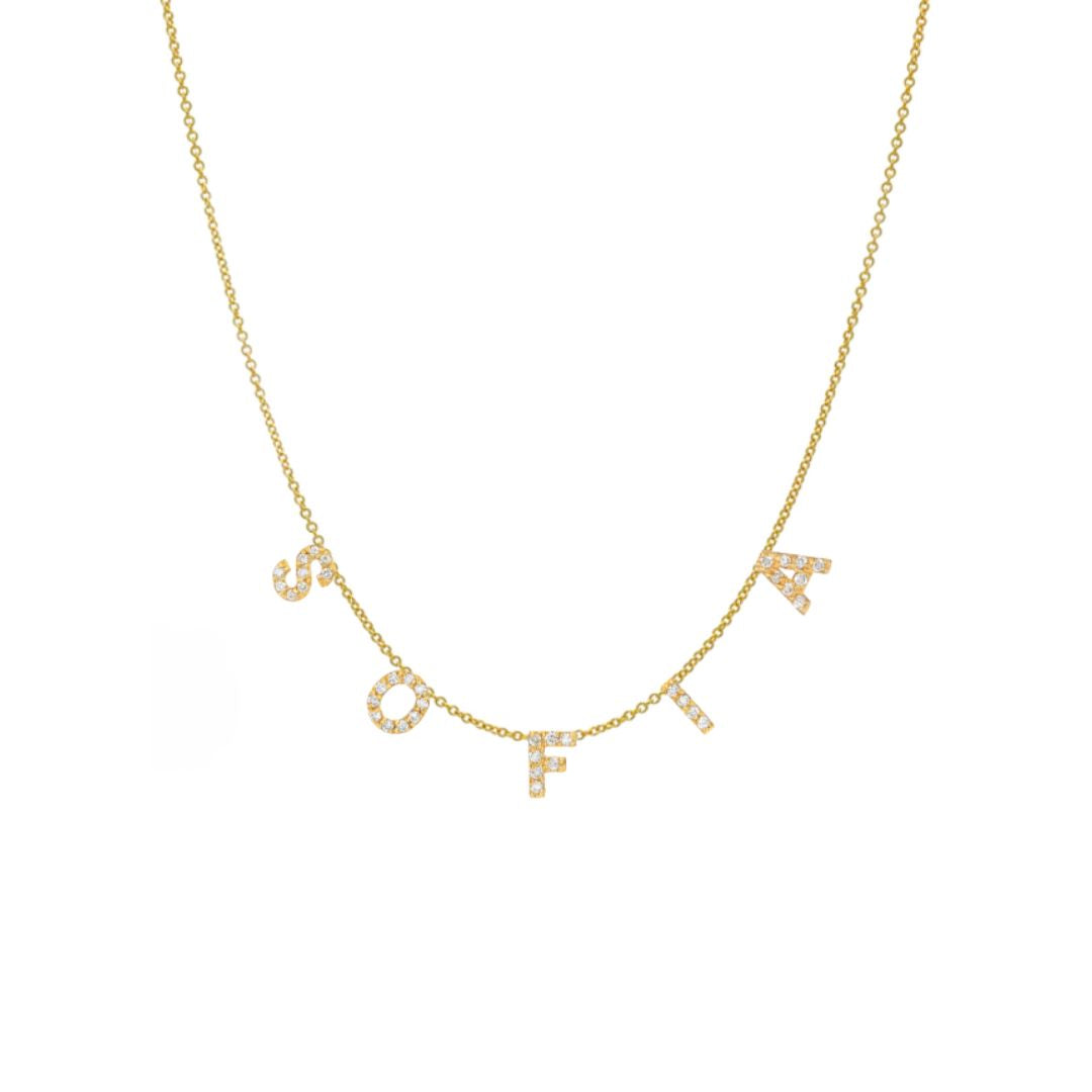 Mini Diamond Initial Spaced Necklace