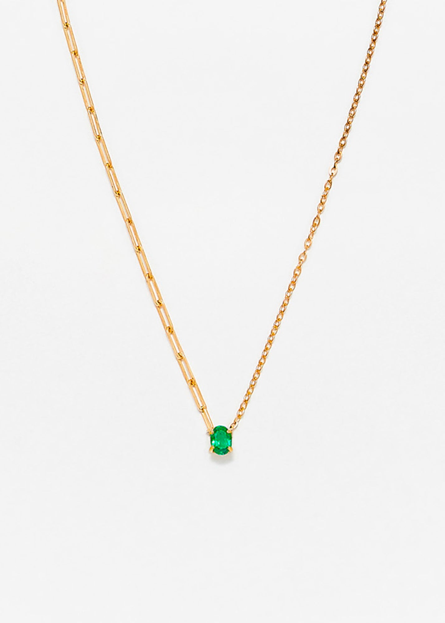 Emerald Solitaire Chain Necklace
