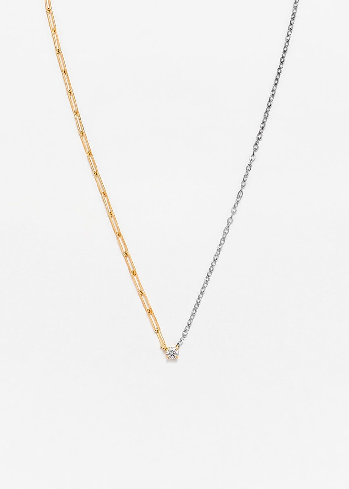 Diamond Solitaire Two-Tone Chain Necklace