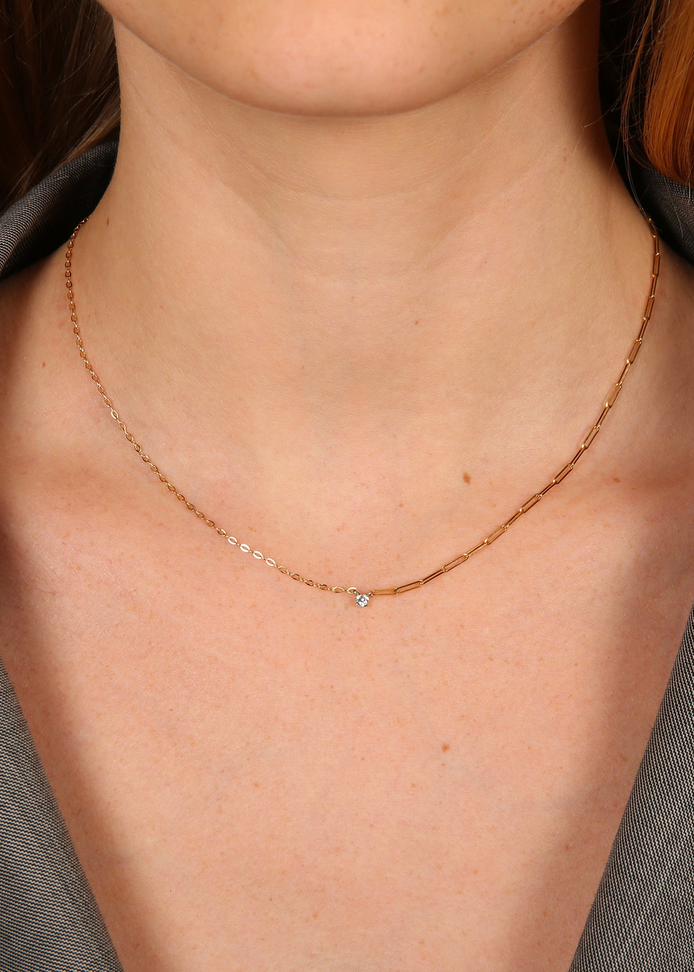 Diamond Solitaire Chain Necklace