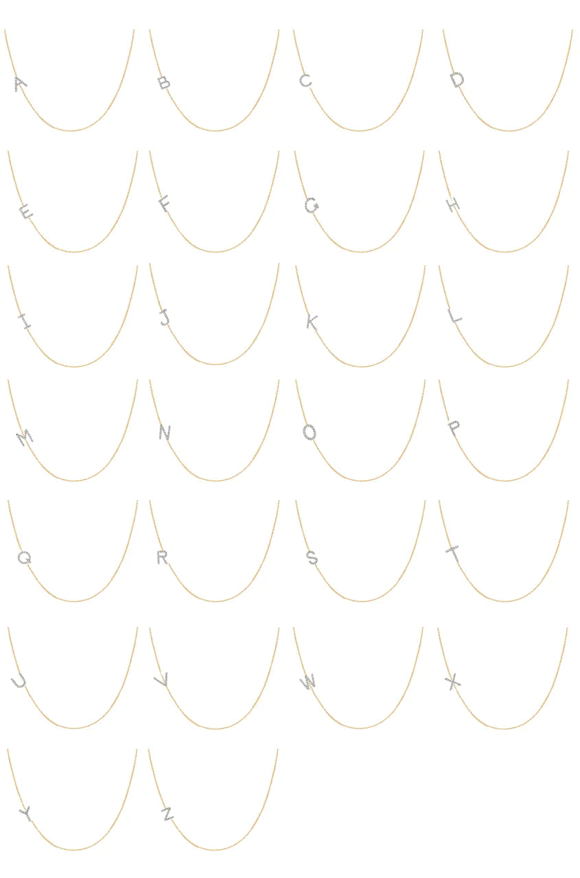 Diamond Asymmetrical R Initial Necklace