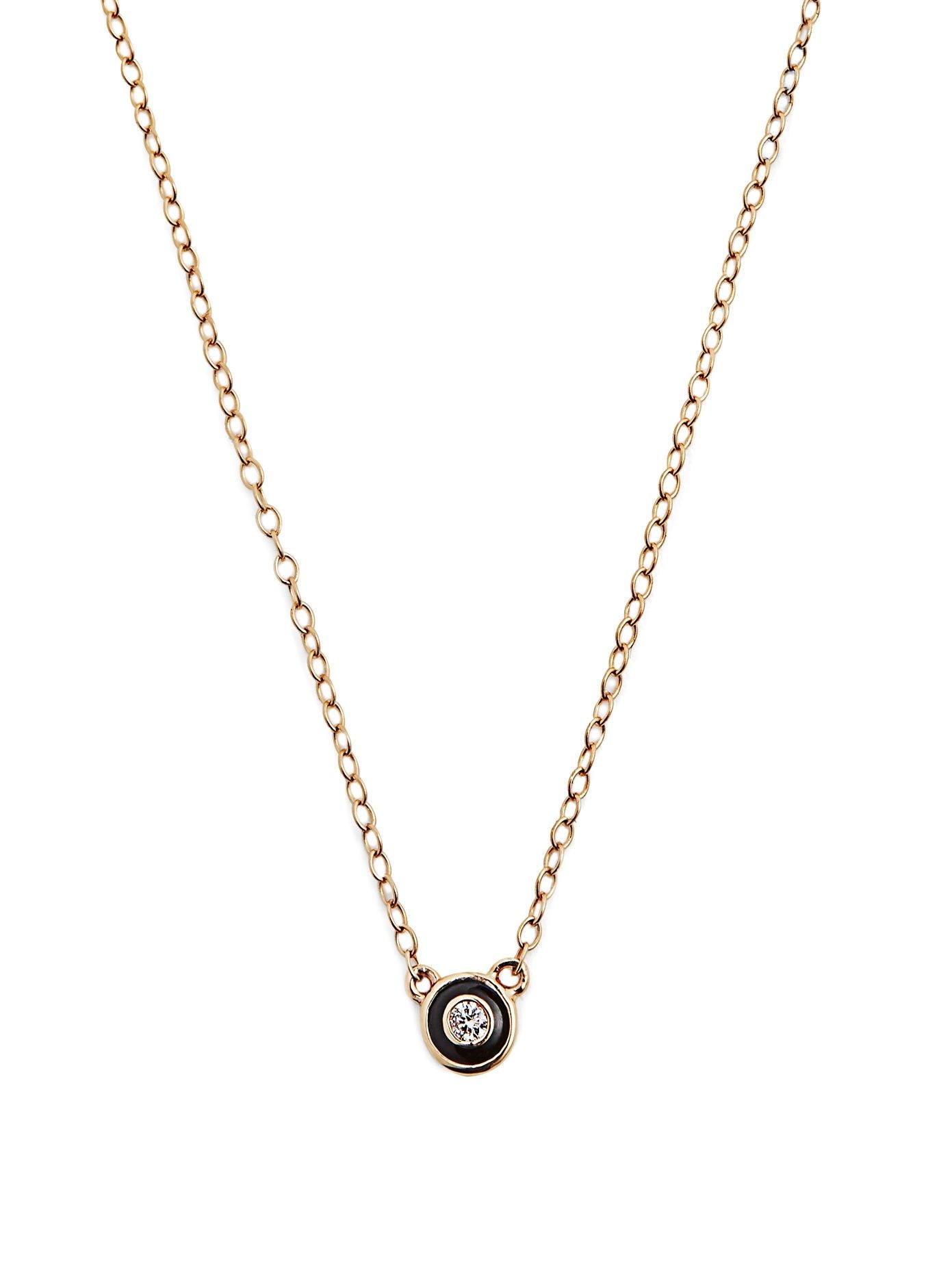 Diamond Enamel Bezel Necklace