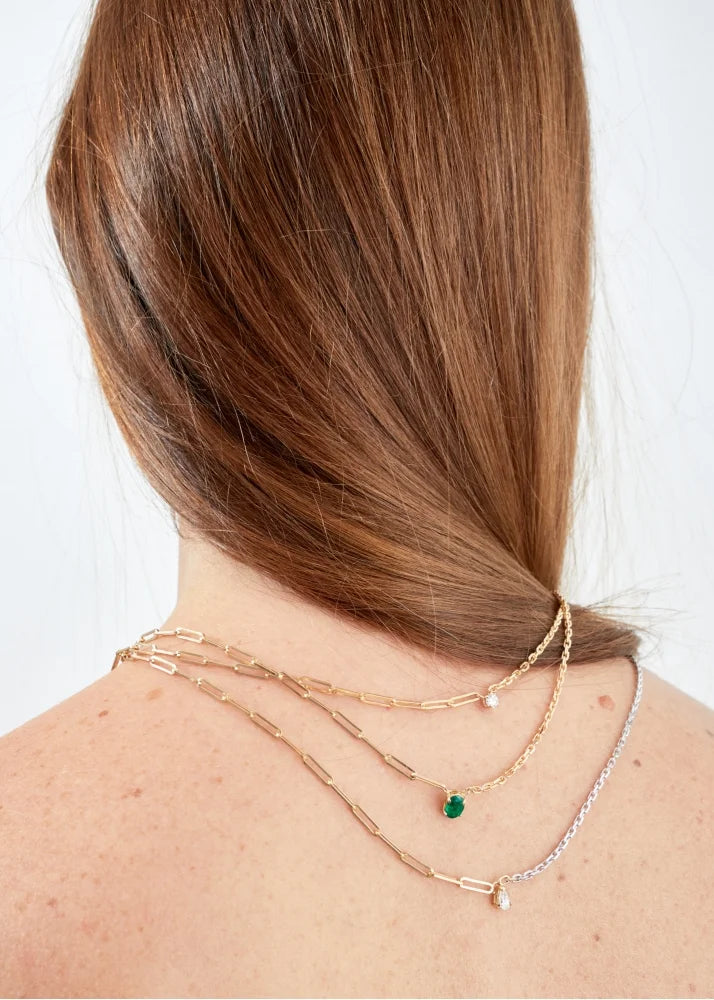 Emerald Solitaire Chain Necklace