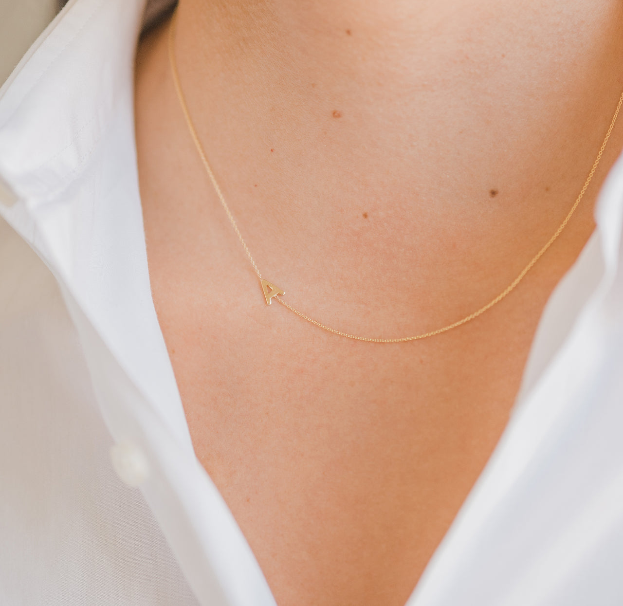 Asymmetrical R Initial Necklace